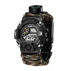 Multifunctional Parachute Cord Waterproof Watch,  Firestone, Survival Whistle, Compass