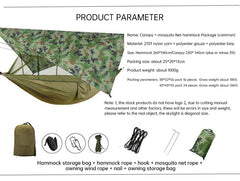 260x140cm Double Camping Hammock With Mosquito Net