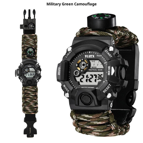 Multifunctional Parachute Cord Waterproof Watch,  Firestone, Survival Whistle, Compass