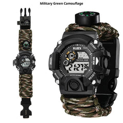 Multifunctional Parachute Cord Waterproof Watch,  Firestone, Survival Whistle, Compass