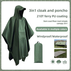 3-in-1 Waterproof Military Rain Poncho Outdoor Gear