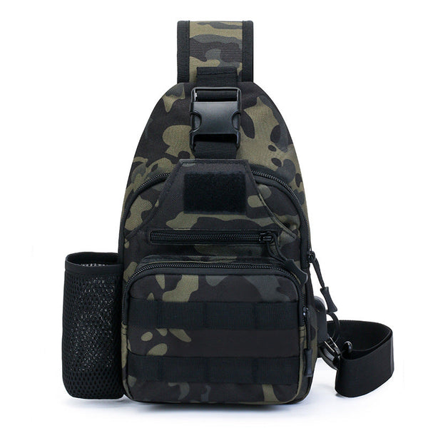 Tactical crossbody sling backpack with water bottle holder