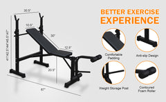 Olympic Weight Bench Press Set with Squat Rack and Bench for Home Gym Full-Body Workout