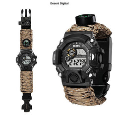 Multifunctional Parachute Cord Waterproof Watch,  Firestone, Survival Whistle, Compass