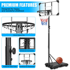 Portable Basketball Goal System with Stable Rolling Base