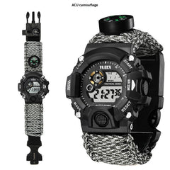 Multifunctional Parachute Cord Waterproof Watch,  Firestone, Survival Whistle, Compass