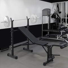 Olympic Weight Bench Press Set with Squat Rack and Bench for Home Gym Full-Body Workout