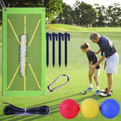 Golf Swing Training Mat with Directional Trace Guide