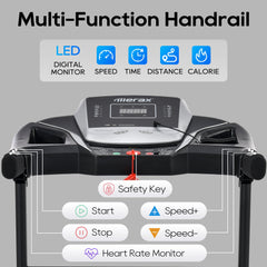 Folding Treadmill With Pulse Sensor Silent Brushless Motor