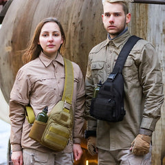 Tactical crossbody sling backpack with water bottle holder