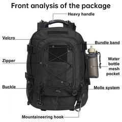 65L Men's Outdoor Tactical Backpack: large - capacity, ideal for hiking, camping, and travel.
