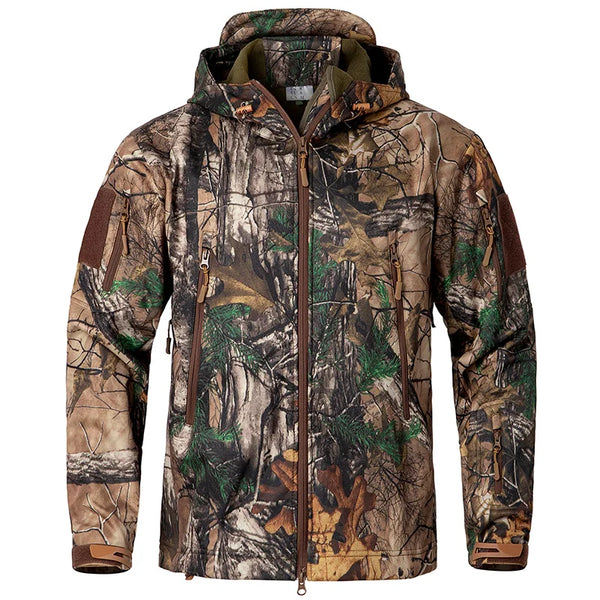 Men's Camouflage Waterproof Softshell Hunting Jacket With Hood