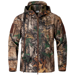 Men's Camouflage Waterproof Softshell Hunting Jacket With Hood