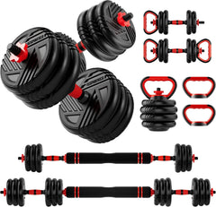 5-in-1 Adjustable Dumbbell Barbell Kettlebell Home Gym Set