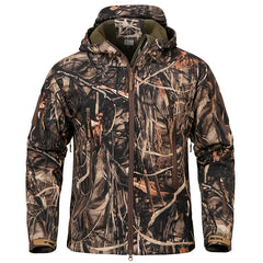 Men's Camouflage Waterproof Softshell Hunting Jacket With Hood
