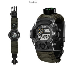 Multifunctional Parachute Cord Waterproof Watch,  Firestone, Survival Whistle, Compass