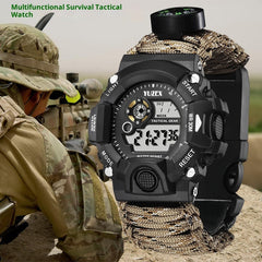 Multifunctional Parachute Cord Waterproof Watch,  Firestone, Survival Whistle, Compass