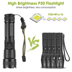 Rechargeable Tactical LED Flashlight-50000 lumens
