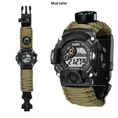Multifunctional Parachute Cord Waterproof Watch,  Firestone, Survival Whistle, Compass