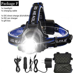 Rechargeable Waterproof LED Headlamp High-Lumen Head Torch