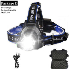 Rechargeable Waterproof LED Headlamp High-Lumen Head Torch