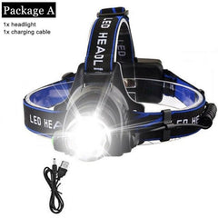 Rechargeable Waterproof LED Headlamp High-Lumen Head Torch