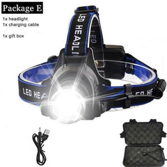 Rechargeable Waterproof LED Headlamp High-Lumen Head Torch