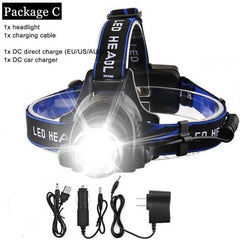 Rechargeable Waterproof LED Headlamp High-Lumen Head Torch