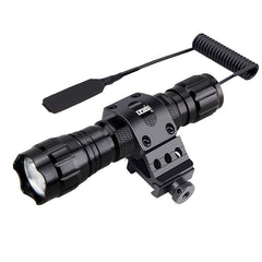 Rechargeable High-Lumen Tactical LED Flashlight With Rail Mount