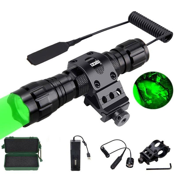 Rechargeable High-Lumen Tactical LED Flashlight With Rail Mount