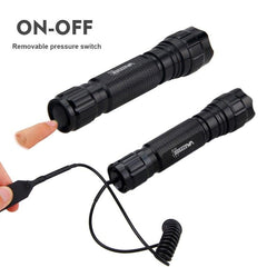 Rechargeable High-Lumen Tactical LED Flashlight With Rail Mount
